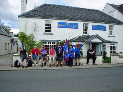 Marchers outside the Cairn Hotel at the start of day 7_edited